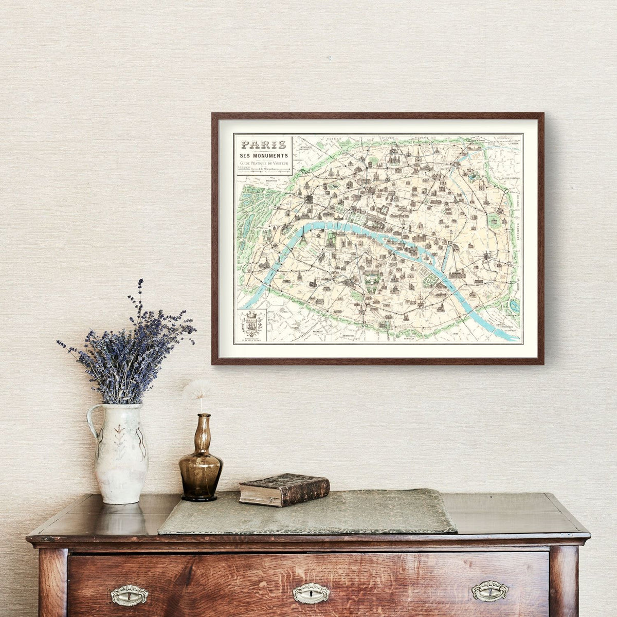 Vintage Map of Paris, France 1905