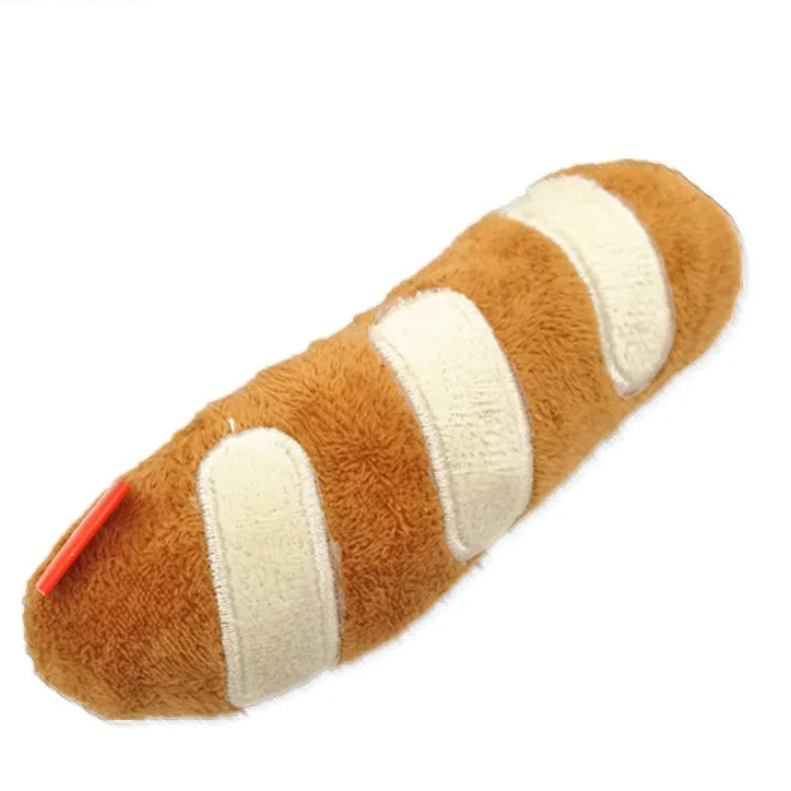 French Baguette Dog Toy | Squeaky Plush Bread Toy