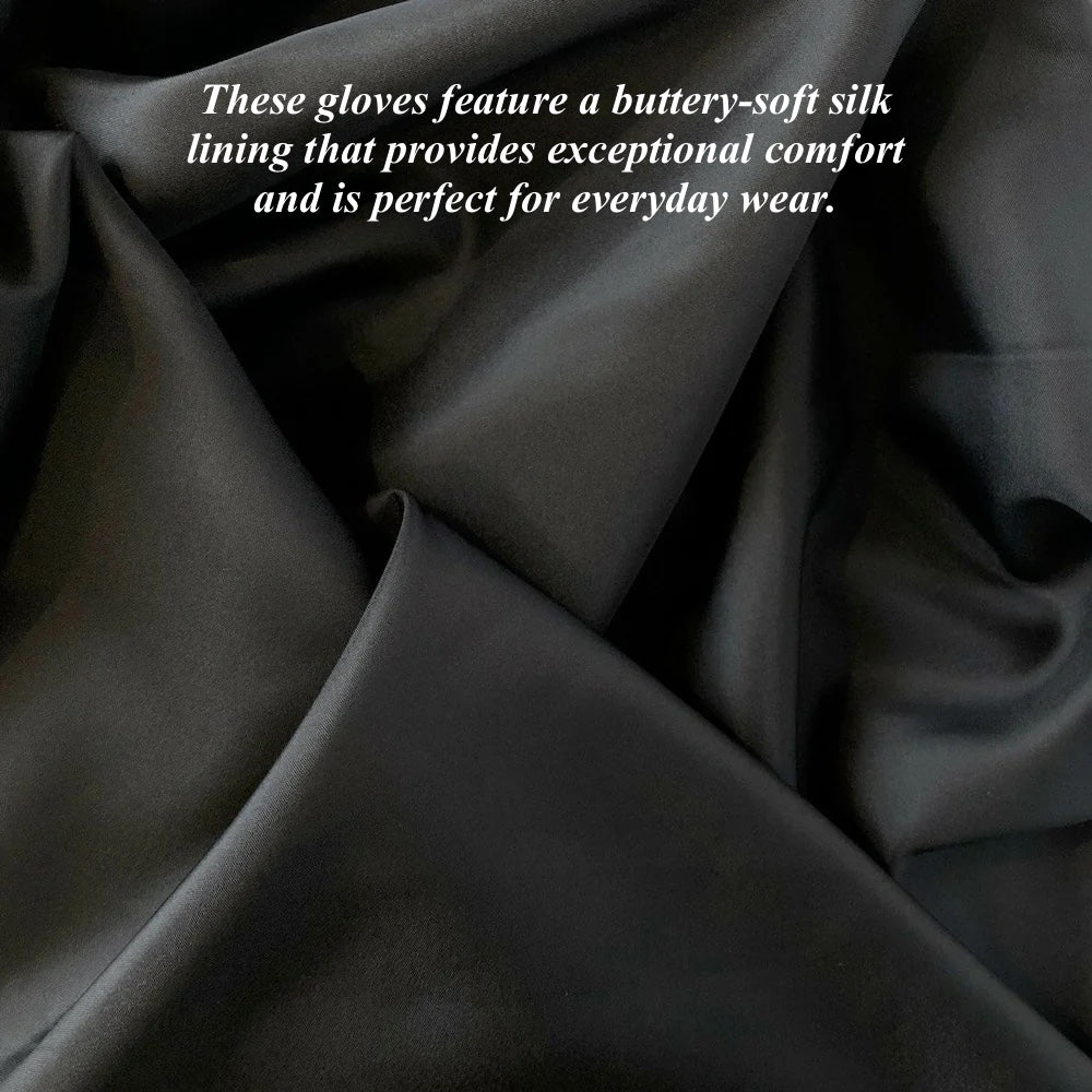 Sofia (eggplant) - Italian lambskin leather gloves with silk lining